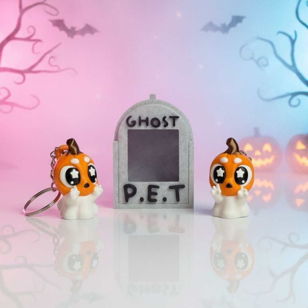 Spooky Pumpkin Purse Charm Keychain Flexi Ghost Fidget Toy Bag Backpack Charm